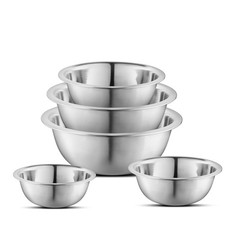 Premium Stainless Steel Mixing Bowls, Set of 5 Brushed Stainless Steel Mixing...