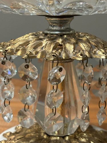 "Antiguo cuenco de cristal y latón plato de dulces antiguo centro de mesa de celebridades de Hollywood 7"" de ancho" - Imagen 10 de 10