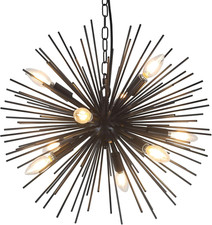 20" Black Sputnik Chandelier Vintage 9-Light Modern Starburst Chandelier Light F