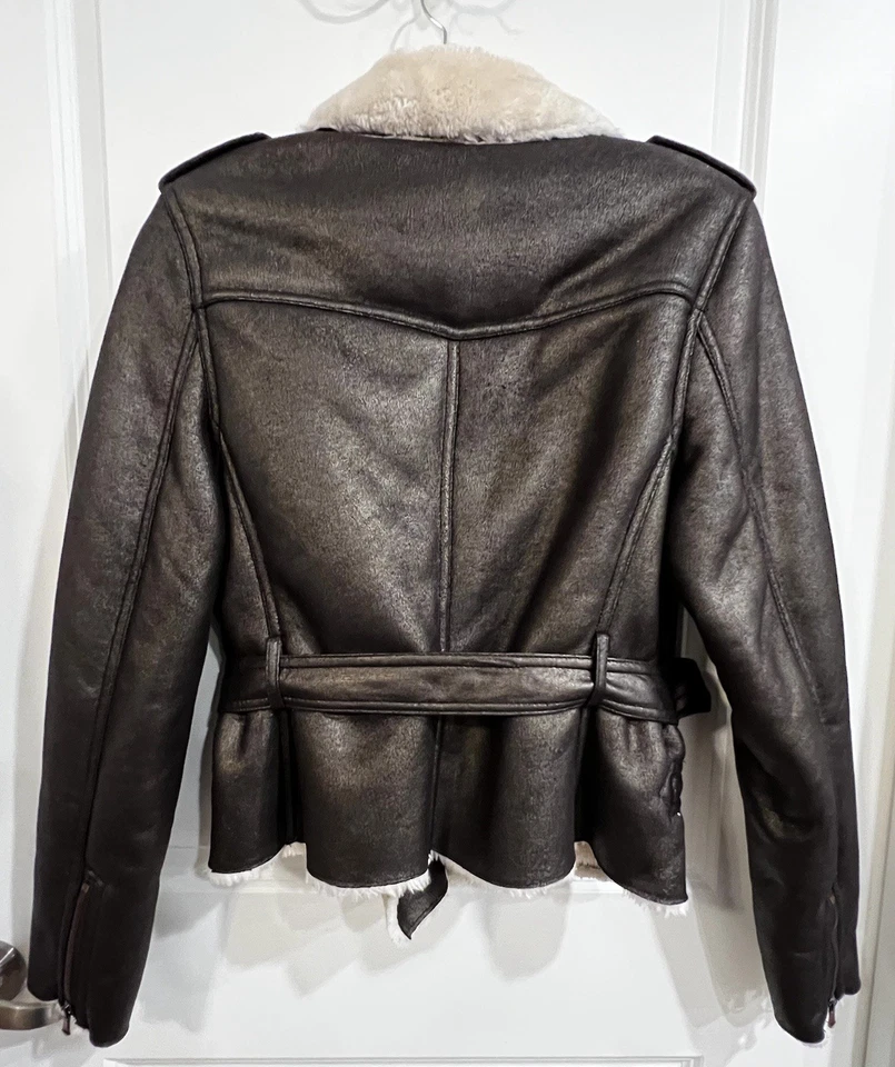 G.E.T. Chaqueta de moto Equipment General Technique de piel de oveja sintética marrón nueva con etiquetas Foto 2 de 4