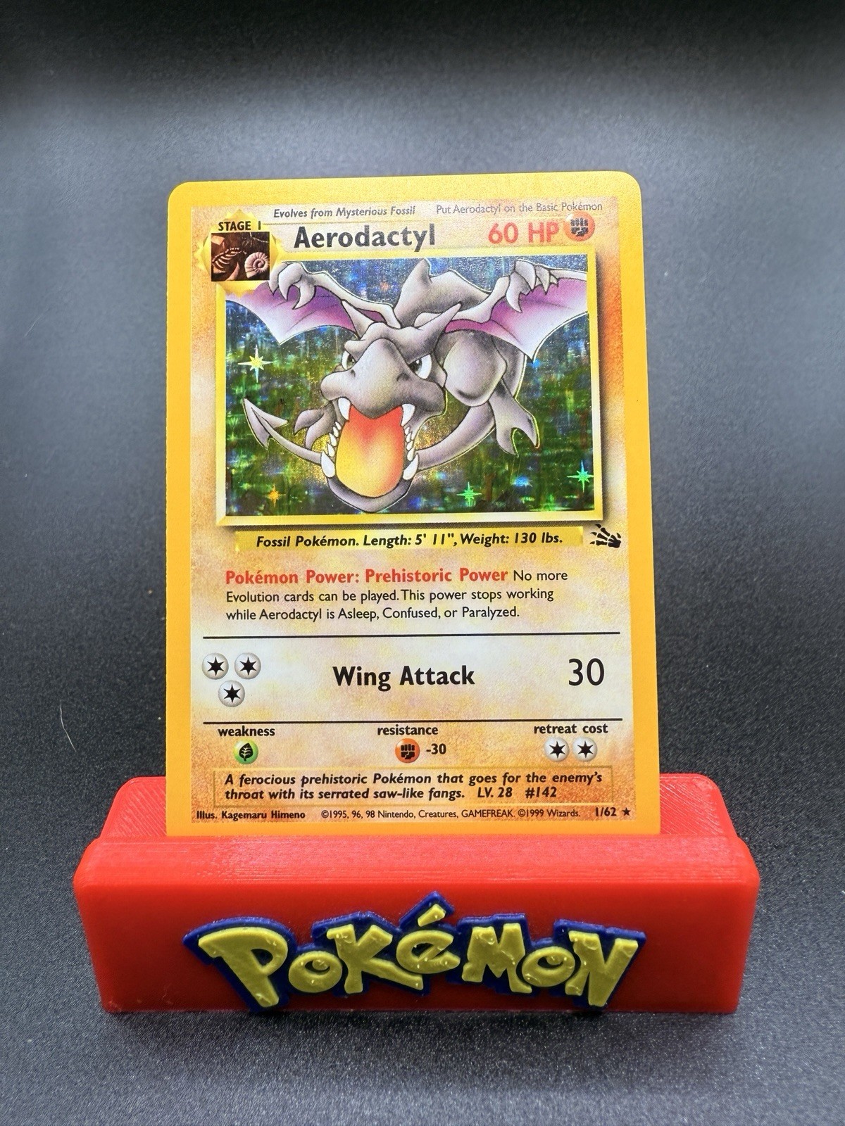 Pokémon TCG Aerodactyl 1/62 Rare Holo Fossil Vintage Card 1999 NM