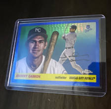 topps chrome 2000 blue prism johnny damon rc rookie card #475 prism. rookie card picture