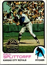 2022 1973 PAUL SPLITTORFF TOPPS BASEBALL MLB #427 50TH ANNIVERSARY STAMPED CARD