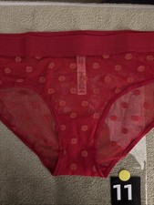 Victoria s Secret Medium Red Mesh Dot Hipster Panties