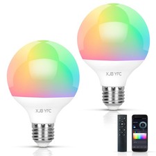 2 Pack 12W RGB LED Color Changing Light Bulb Bluetooth Dimmable Remote Base