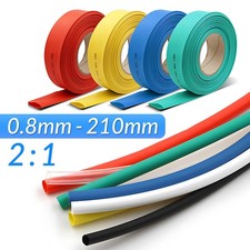 0.8/1/1.5/2/3mm-210mm Heatshrink Tube Heat Shrink Tubing Wire Sleeving Wrap 2:1