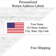 400 American Flag Personalized Return Address Labels Self-Adhesive 1/2 x 1 3/4