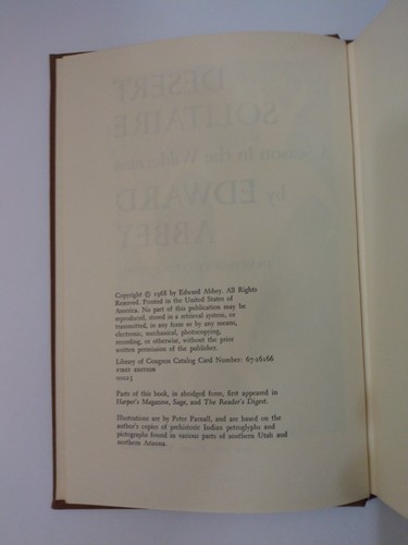 Desert Solitaire by EDWARD ABBEY~First Edition 1968 1st Edition Hardback DJ - Picture 11 of 16