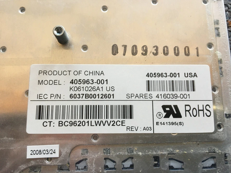 Teclado HP Compaq 405963-001 para portátil Foto 2 de 3