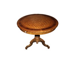 Grande Tavolo Sorrentino Circolare XIX secolo in Noce