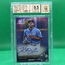 Khalil Lee 2017 Bowman Chrome #CPA-KL On-Card Auto 10  Purple Refractor CARD 9.5