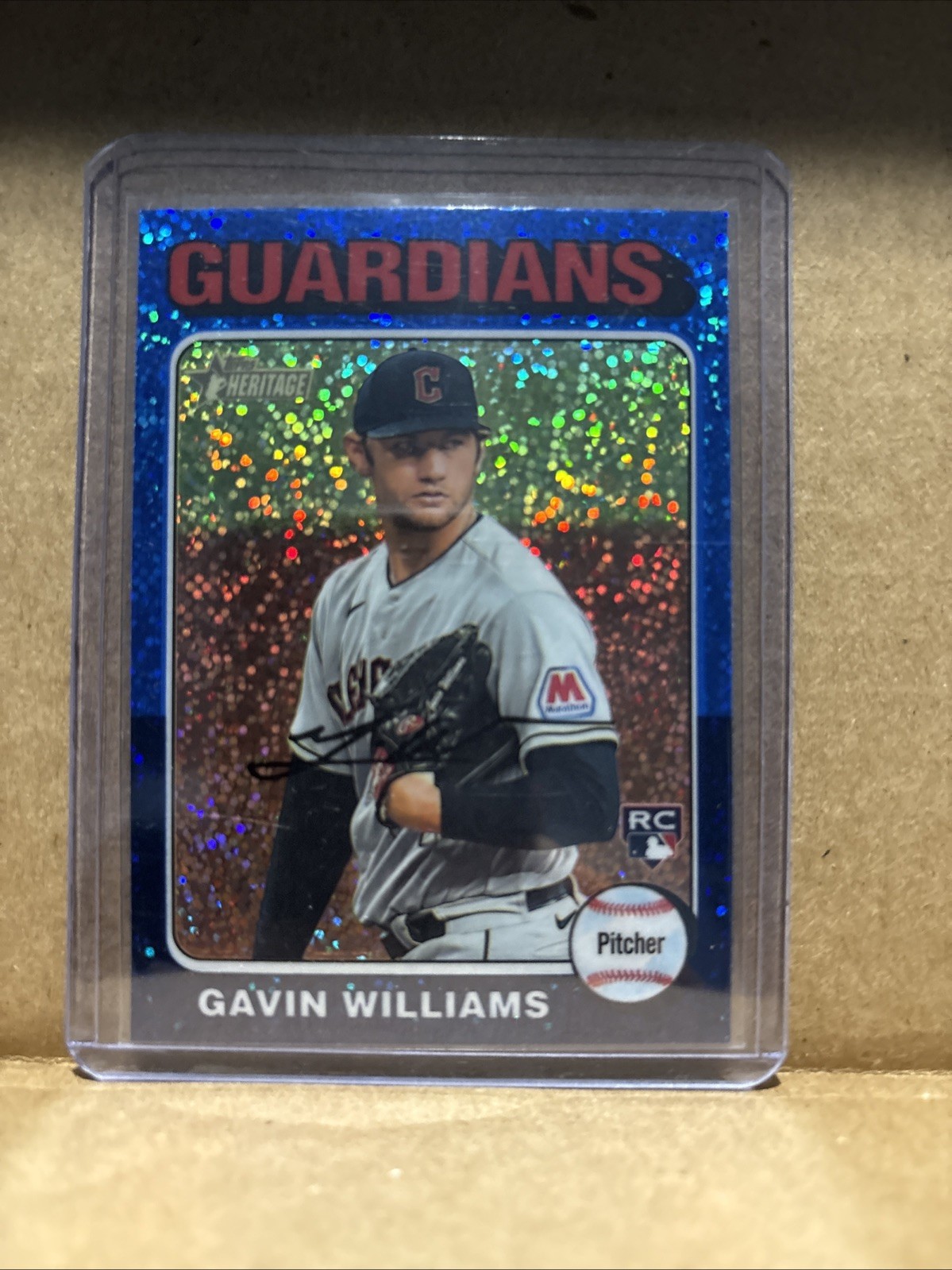 2024 Topps Heritage - Gavin Williams #489 Chrome Blue Sparkle Refractor (RC)