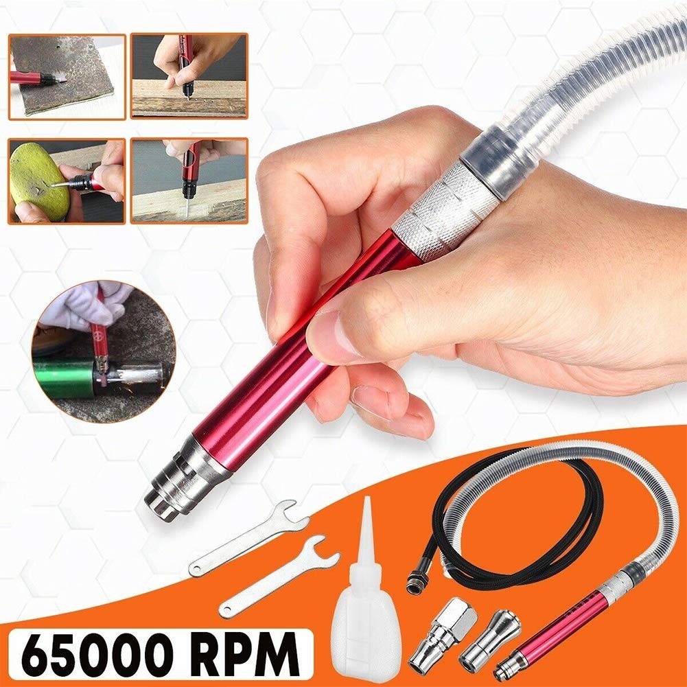 Air-powered Micro Die Grinder Set 65,000 RPM Pneumatic Pencil with Wrench Grind