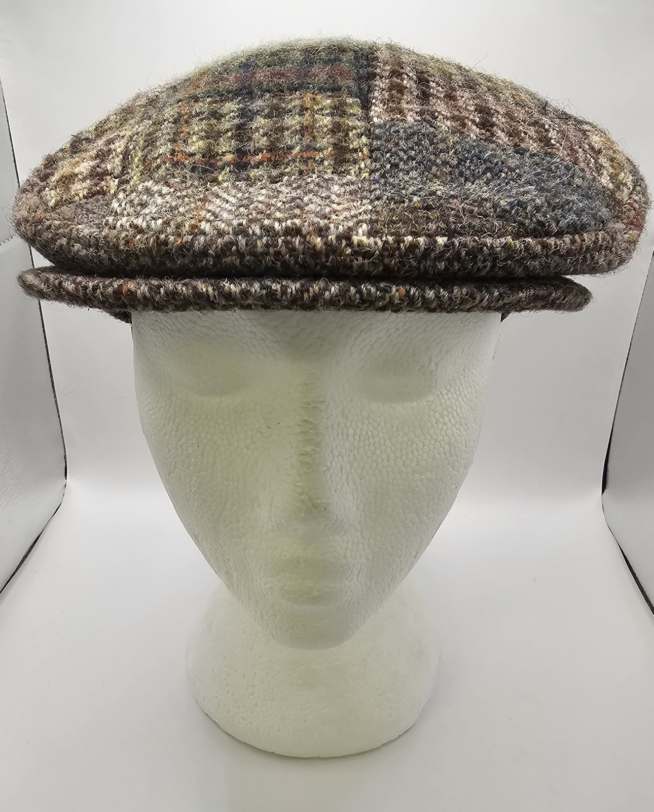 Harris Tweed Flat Cap Patchwork Brown Wool XL – B… - image 2