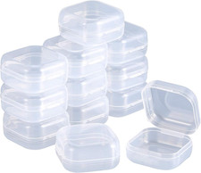 12 Pack Clear Plastic Beads Storage Containers Box with Hinged Lid for Beads and