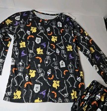 Boys Halloween 2 Piece Skeleton Pajamas Cozy Sleepwear PJ Set Size 14 New