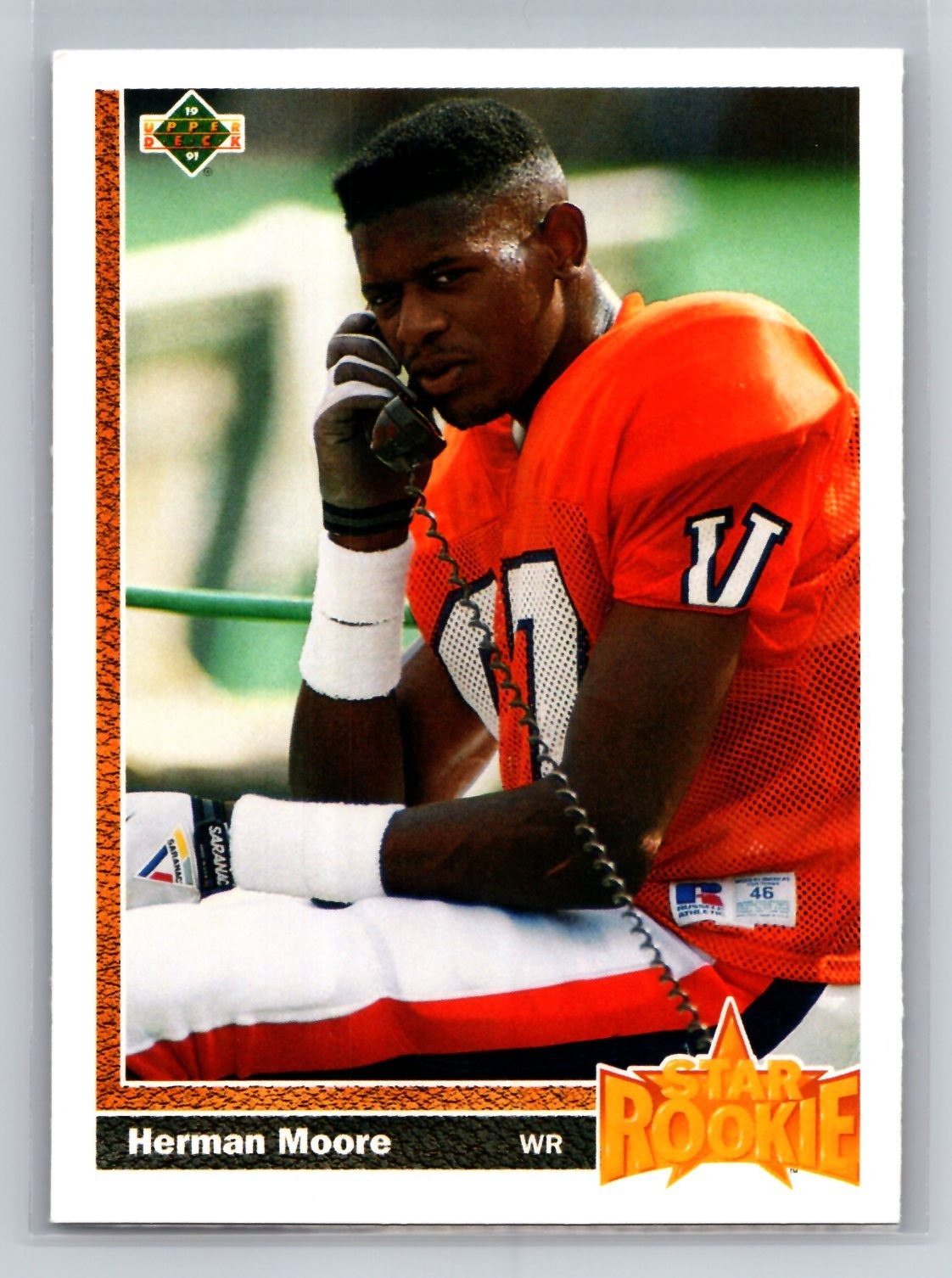 1991 Upper Deck #17 HERMAN MOORE Detroit Lions Star Rookie