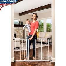 Extra Wide Baby Gate Walk Through Adjustable Safety Gate W/ Extension Kit New