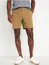 New Old Navy Mens Stretch Flex Tech Jogger Shorts 7-in Inseam - Small -Khaki Tan