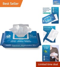 Extra Gentle Aloe Vera Adult Wet Wipes - 8"x12" for Daily Cleansing - 50 Count