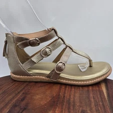 Sofft Eren Sandals Women's 9M Gold Leather Gladiator Thong Buckle Strappy Zip
