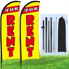 Buryeah 2 Sets FOR RENT Feather Flag Kit 7 x 5.4 ft FOR RENT Flag Banner Bulk...