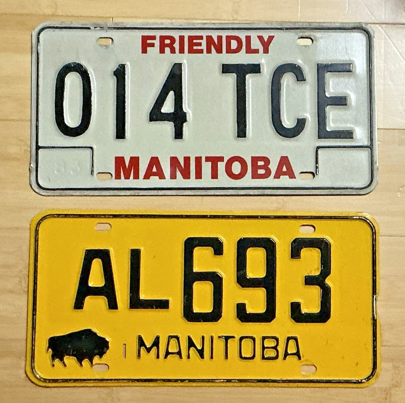 2 - MANITOBA License Plates #AL-693 & 014-TCE