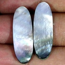 16.70Cts Natural Mother Of Pearl Pair Oval Cabochon Gemstone 10X31X3MM