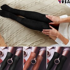 Women Soft Winter Warm Cable Knit Over Knee Long Boot Thigh High Socks Stockings