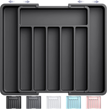 Aujen Cutlery Tray Drawer Organiser Kitchen Storage Black 34X4X50Cm