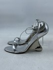 Giuseppe Zanotti Silver Metallic Leather Ankle Strap Wedge Sandals Size 38.5 — photo 1