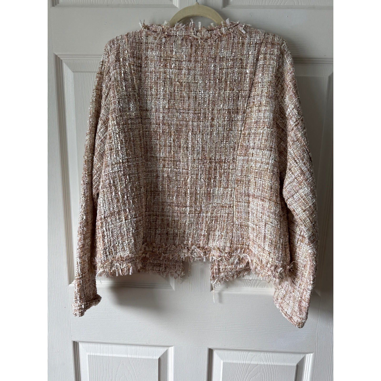 Easel Boucle Pearl Sequin Jacket Size Large Preppy Chic Coquette Elle Woods image 3