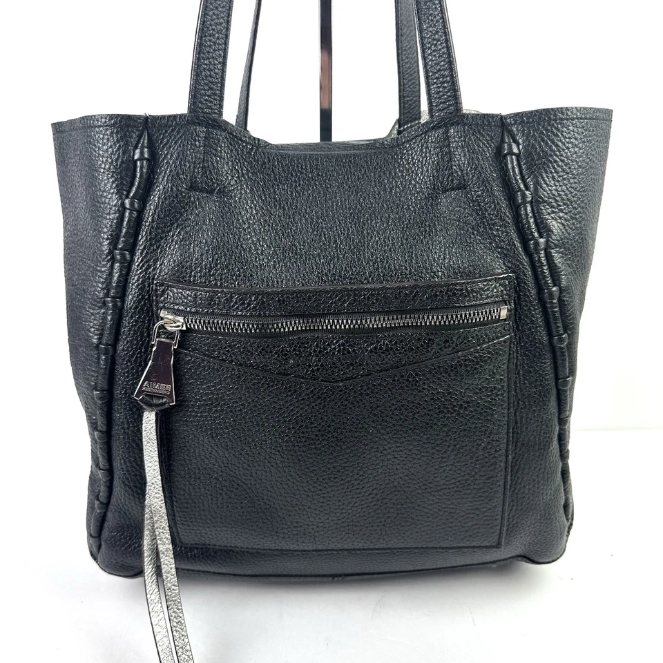 Aimee Kestenberg Delara Tote Bag Black Silver Pebbled Leather Handbag - Image 2 of 4