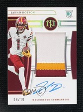 2022 Panini National Treasures Rookie Holo Gold 8/10 Jahan Dotson Patch Auto yq2