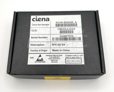 Ciena XCVR-B00G85 A 1 GIG, MM SFP OPTIC, LC CONNECTOR OPT-ISC 850nm transceivers