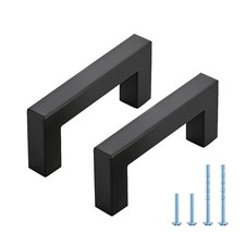 20 Pack Matte Black Cabinet Pulls, 3 Inch Hole Center, Stainless Steel Handles