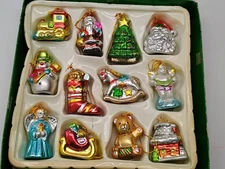 Kurt S. Adler Hand Crafted Mini Christmas  Ornaments Set Of 12 With Box