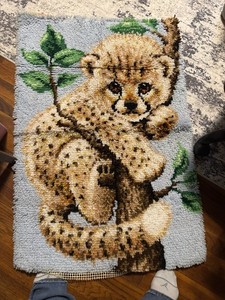Finished Latch Hook Rug Cat