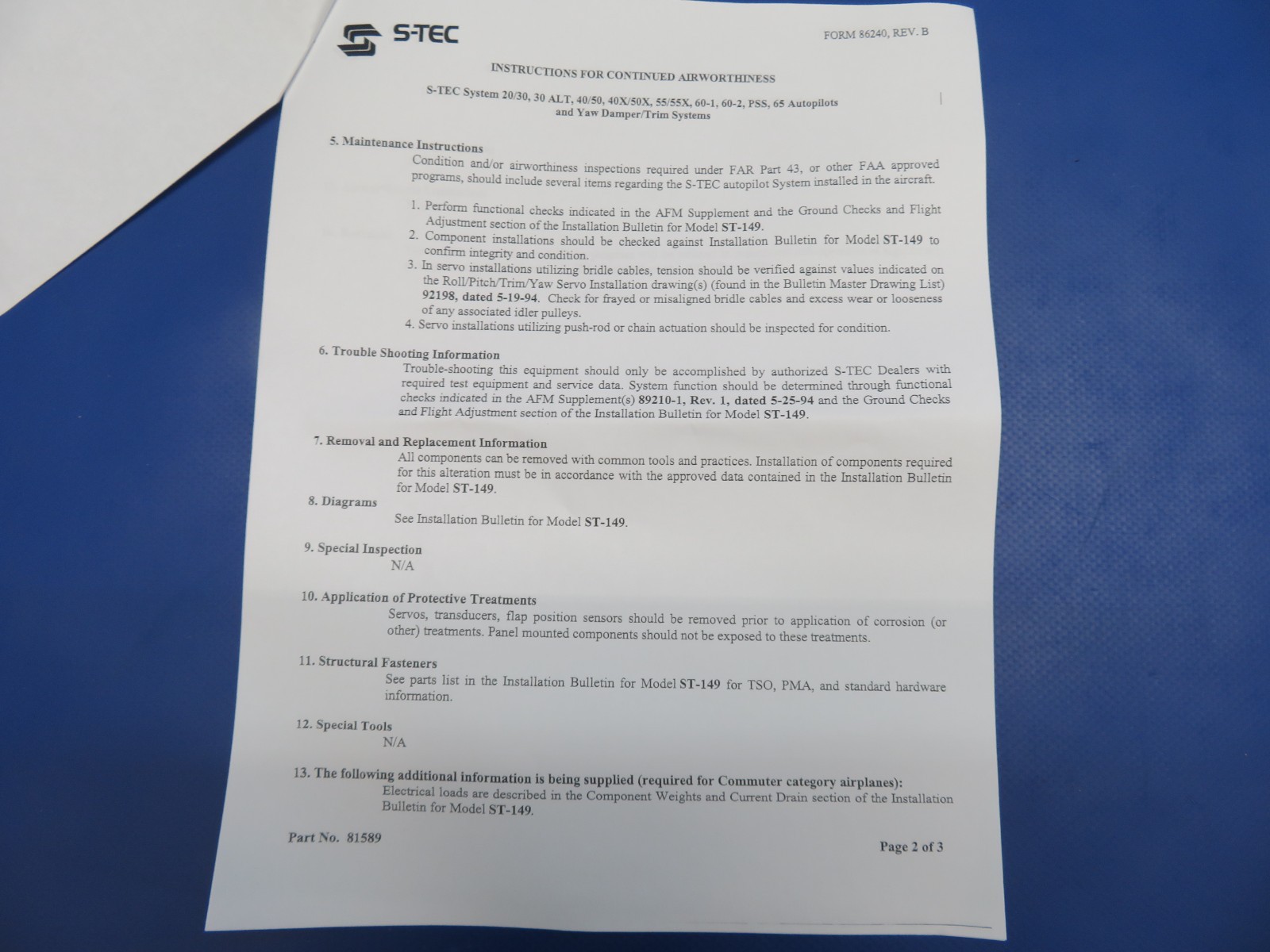 S-Tec Autopilot Computer 28V w/ Connector P/N 01261-1-28 WARRANTY (1125-1729)