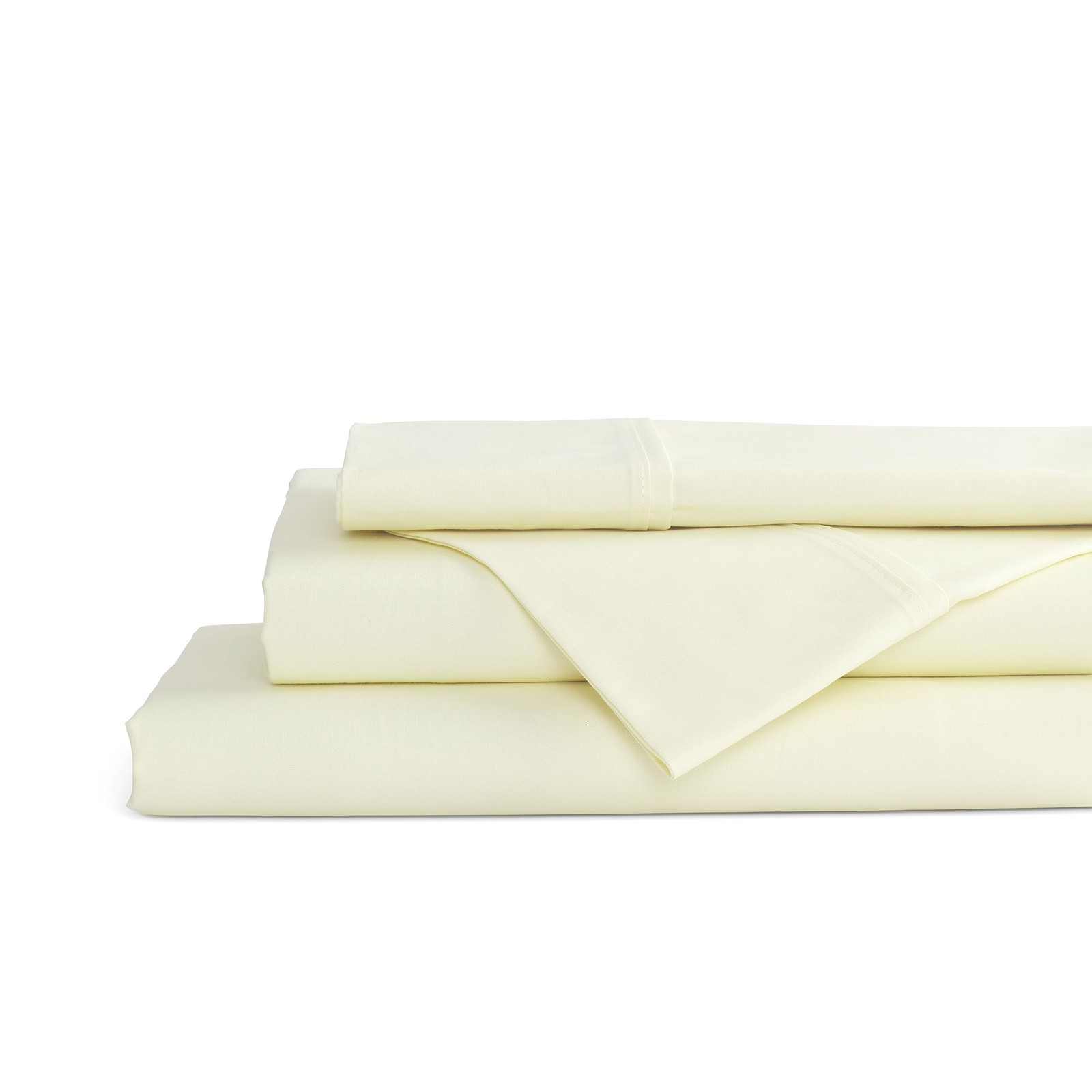 Linen Home 100 Cotton Percale Sheets Queen Size, Cream, Deep Pocket, 4 Pieces...