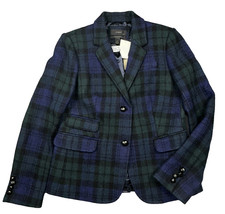 J Crew Schoolboy Blazer Women's 8 Blackwatch Tartan Plaid Wool Jacket Blue Green