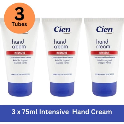3 X 75ml Cien Intensive Hand Cream 75ml- Deep Hydration for Dry Hands