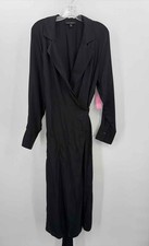 Pre-Owned Banana Republic Black Size XL Wrap Maxi Long Sleeve Dress