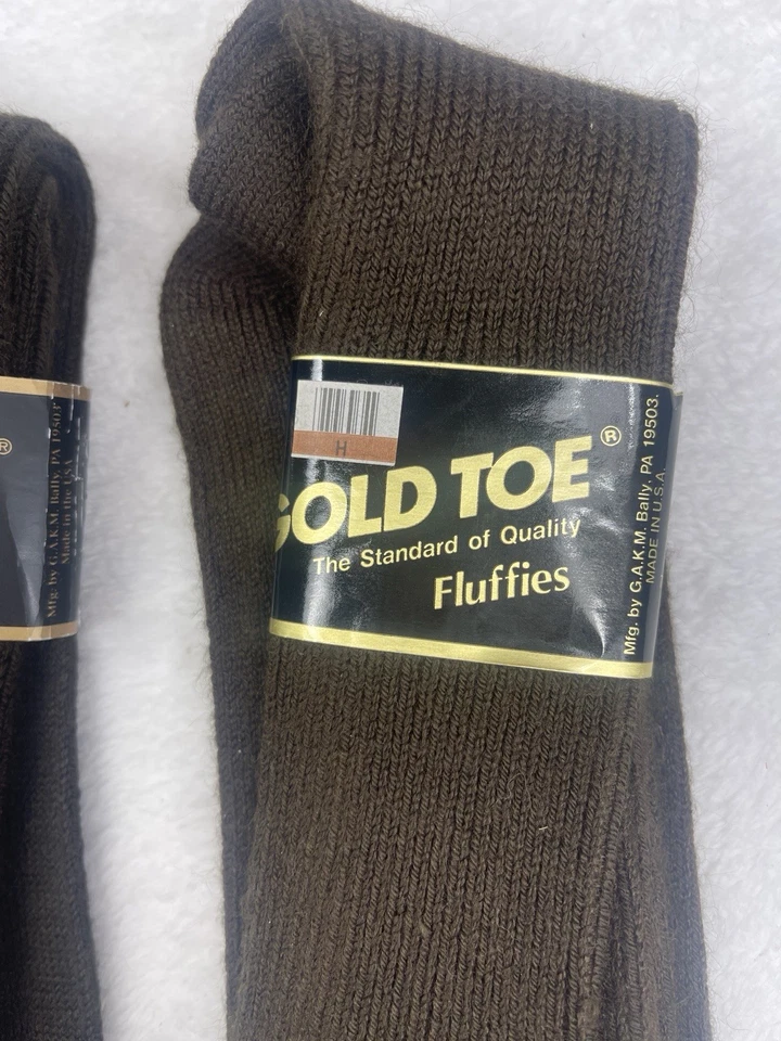 Lote de 2 calcetines NOS Gold Toe Fluffies para hombre talla 10-13 marrón oscuro chocolate Foto 4 de 4