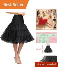 Women's 50s Vintage Petticoat Half Slip Tutu Underskirt Black