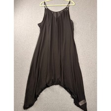 Old Navy Black Handkerchief Hem Pom Pom Trim Swim Cover Up Dress XL