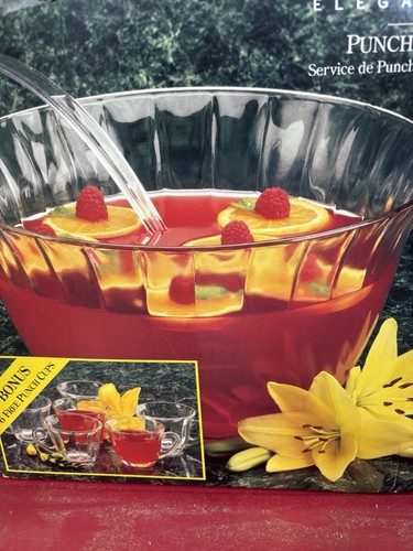 Vintage Indiana Glas Elegance Bowle Set mit 6 Bowlebechern & Schöpfkelle OVP - Bild 5 von 5