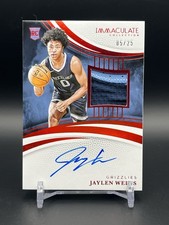 2024-25 Panini Immaculate Rookie Materials JAYLEN WELLS Auto /25 Red RC Memphis