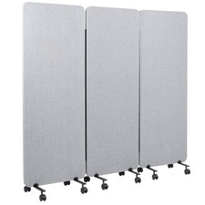 VIVO Gray 72 x 66 inch Mobile Privacy Panel Office Partition on Wheels
