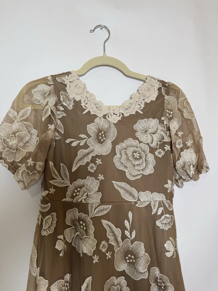 Joyfilm MIA JOY Niña Verona Neutro Floral Encaje Alto-Bajo Vestido Formal Novia 12 Foto 3 de 4